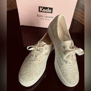 Keds x Kate Spade New YorkSize 7, Color, Cream Glitter, platform